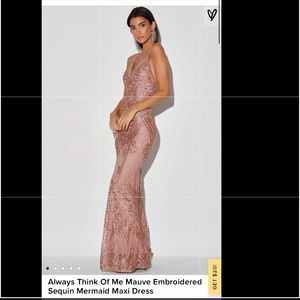 Always Think Of Me Mauve Embroidered Sequin Maxi